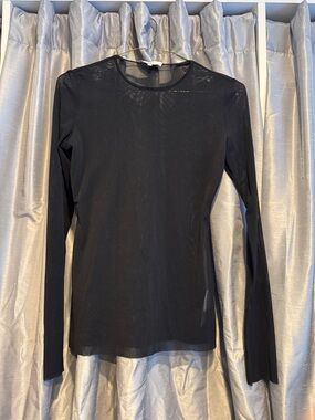 Tibi Black Long-Sleeve Sheer Mesh Top size Medium